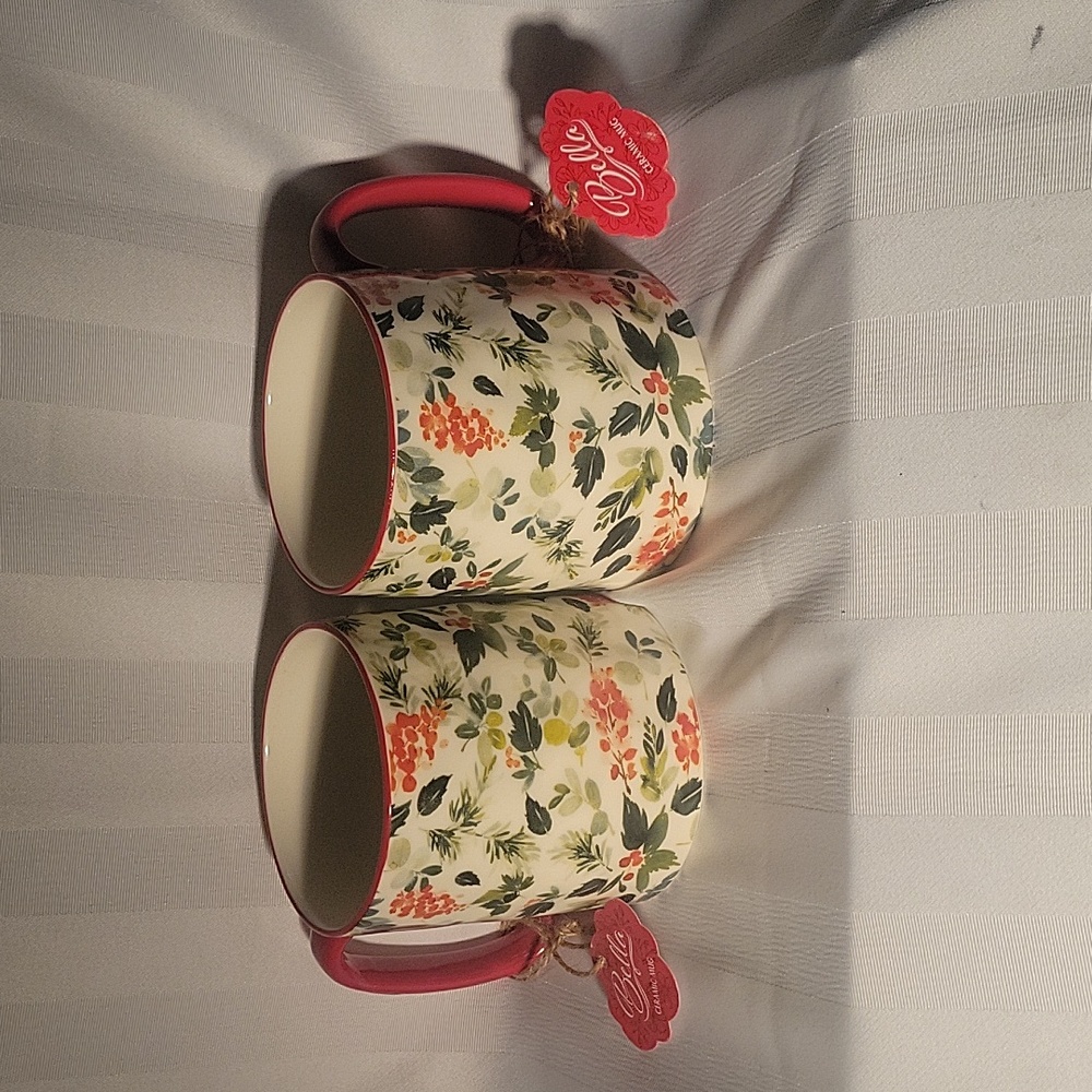 New 10SS Artisan Collection Floral Ceramic Mugs